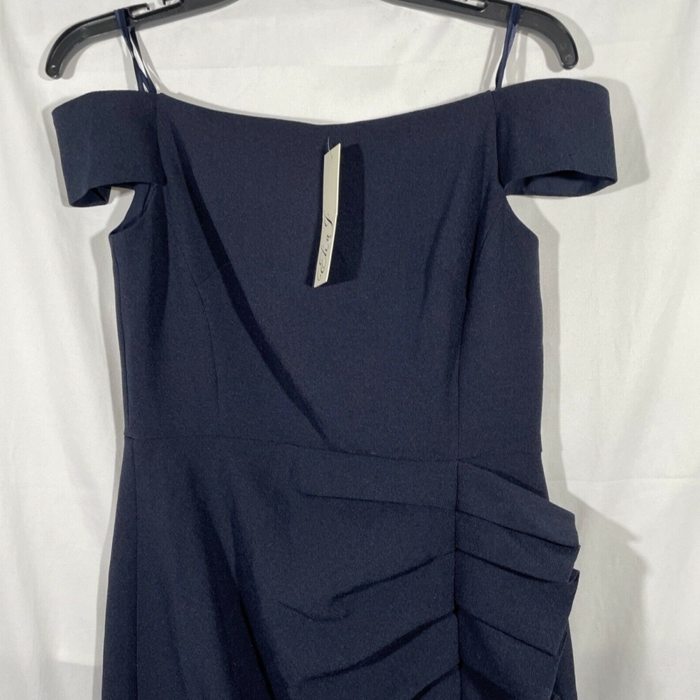 NWT Eliza J [ 4 ] Off‎ the Shoulder Pleat Ruched Dress in Navy Blue - Picture 7 of 12